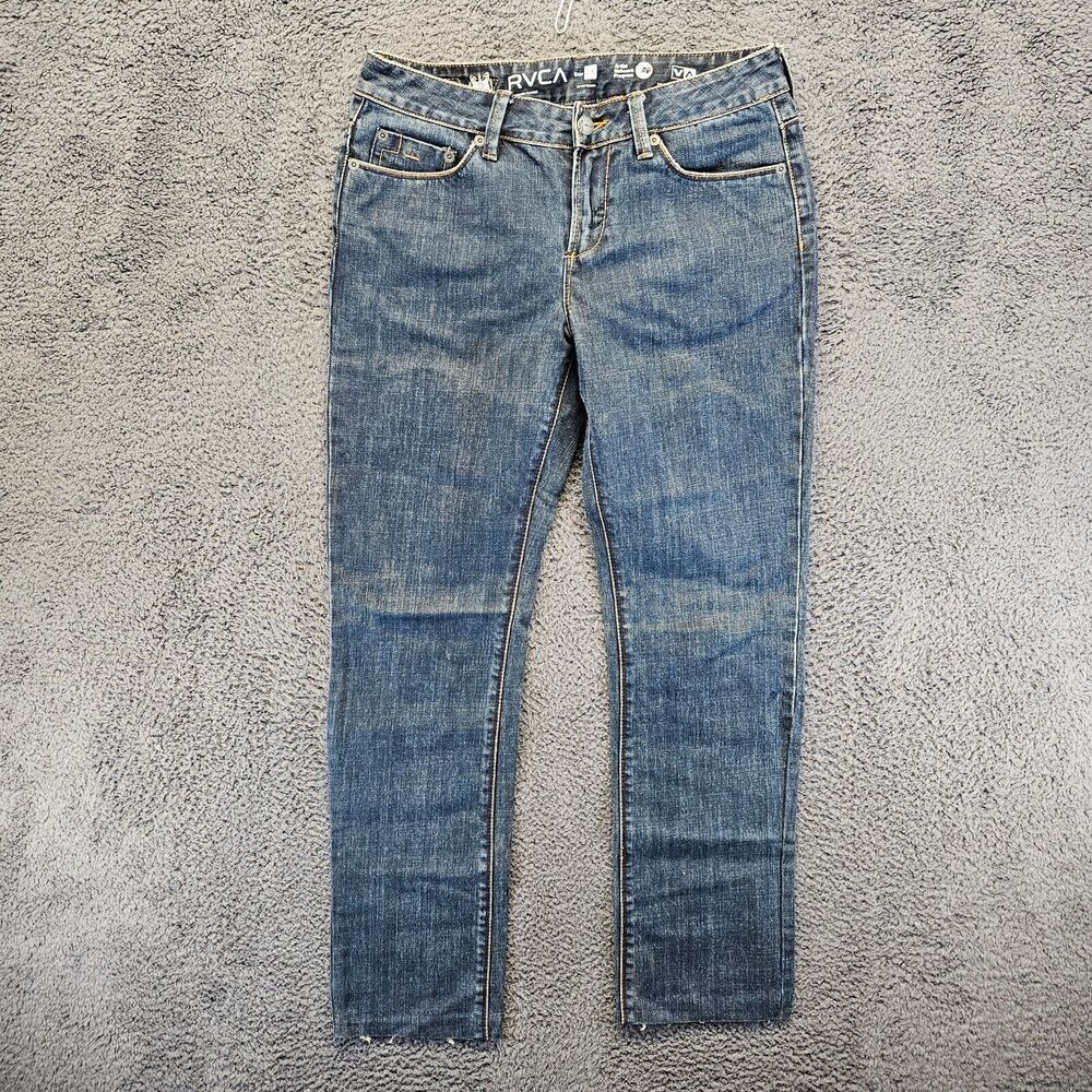 RVCA Jeans Men Size 28 Blue Denim Straight Leg Mid‎ Rise